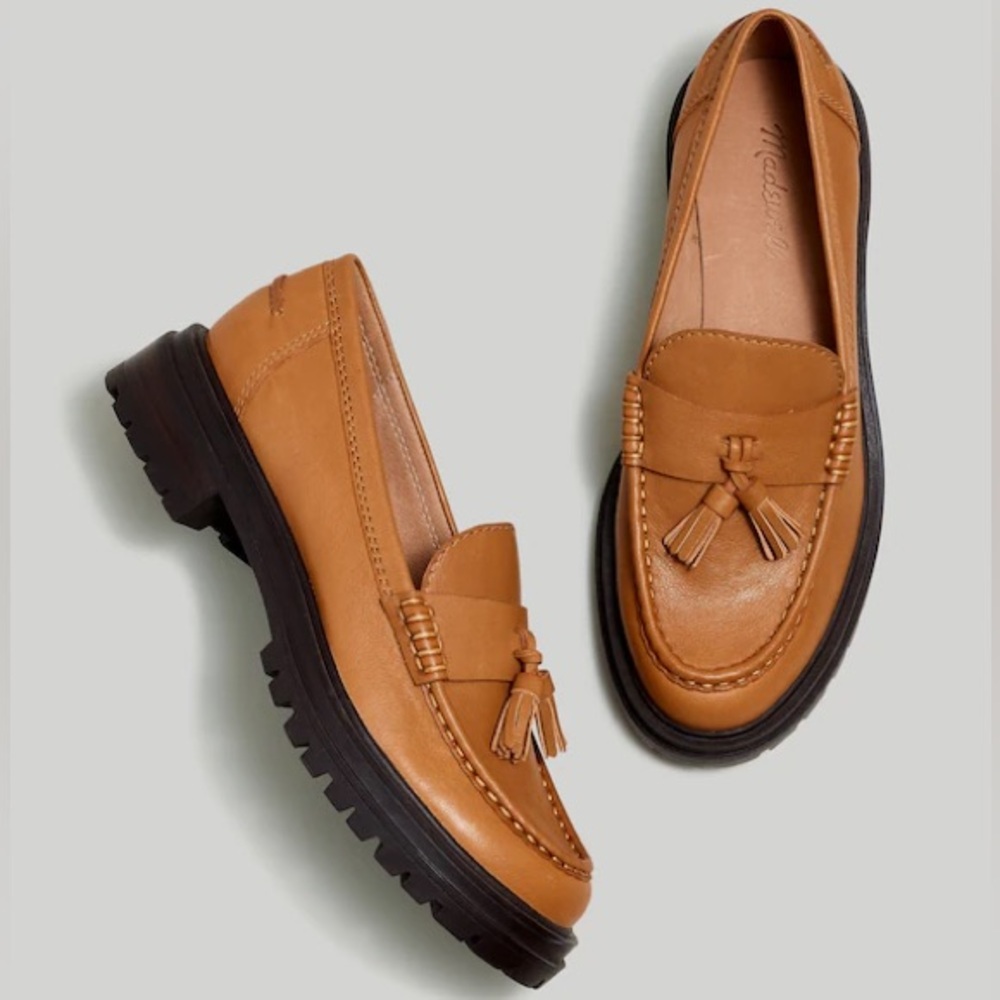 Madewell The Bradley Tassel Lugsole Loafer in Desert Camel